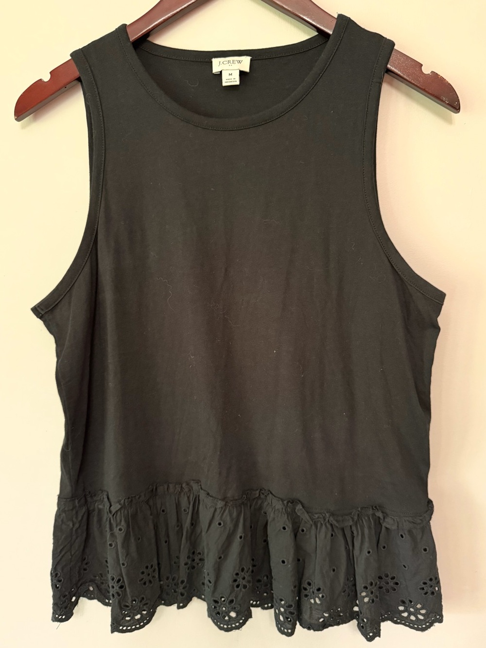 J. Crew Black Eyelet Trim Tank Top